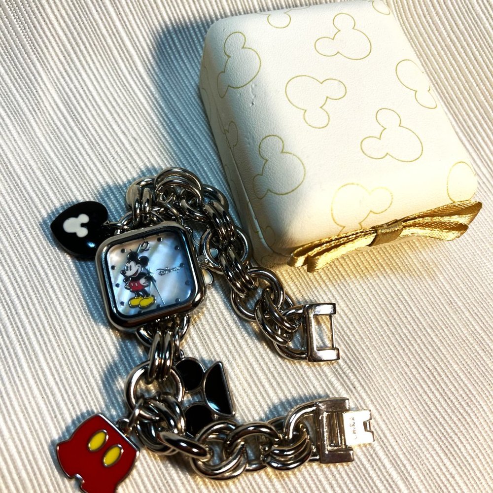 Vintage Mickey Mouse watch and charm bracelet